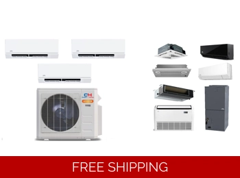 C&H 3-Zone 25 SEER2 Mini Split H-Heat Pump AC (-22°F) E-Star: 15 EER/10.4 HSPF (R454B)